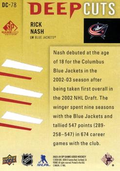 2023-24 SP Game Used - Deep Cuts Red #DC-78 Rick Nash Back