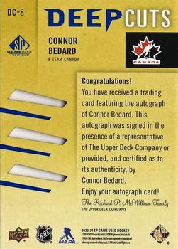 2023-24 SP Game Used - Deep Cuts Auto #DC-8 Connor Bedard Back