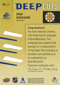 2023-24 SP Game Used - Deep Cuts Auto #DC-15 Brad Marchand Back