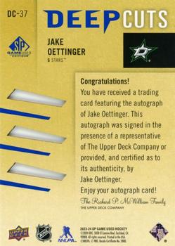 2023-24 SP Game Used - Deep Cuts Auto #DC-37 Jake Oettinger Back