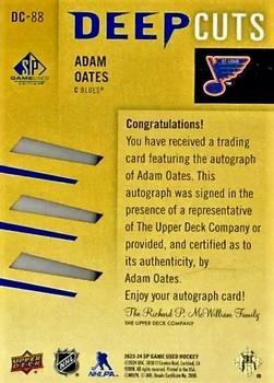 2023-24 SP Game Used - Deep Cuts Auto #DC-88 Adam Oates Back