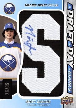 2023-24 SP Game Used - Draft Day Marks #DDM-MS Matt Savoie Front