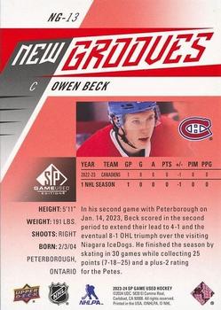 2023-24 SP Game Used - New Grooves Red #NG-13 Owen Beck Back