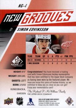 2023-24 SP Game Used - New Grooves Jersey #NG-4 Simon Edvinsson Back