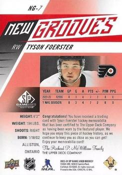2023-24 SP Game Used - New Grooves Jersey #NG-7 Tyson Foerster Back