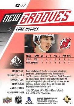 2023-24 SP Game Used - New Grooves Jersey #NG-17 Luke Hughes Back