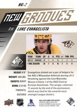 2023-24 SP Game Used - New Grooves Patch #NG-2 Luke Evangelista Back