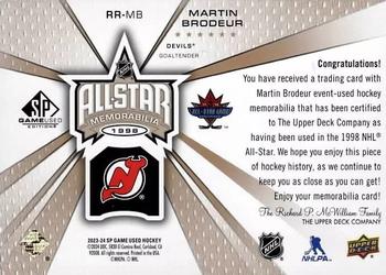 2023-24 SP Game Used - Retro Renovations Patch #RR-MB Martin Brodeur Back