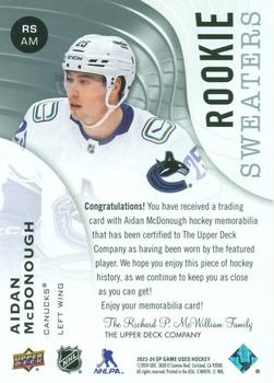 2023-24 SP Game Used - Rookie Sweaters #RS-AM Aidan McDonough Back