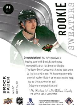 2023-24 SP Game Used - Rookie Sweaters #RS-BF Brock Faber Back