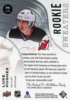 2023-24 SP Game Used - Rookie Sweaters #RS-LH Luke Hughes Back