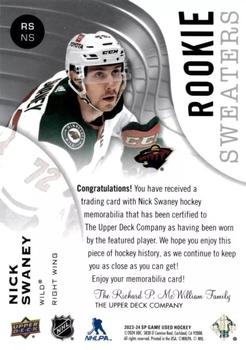 2023-24 SP Game Used - Rookie Sweaters #RS-NS Nick Swaney Back