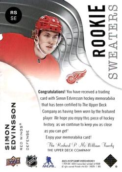 2023-24 SP Game Used - Rookie Sweaters #RS-SE Simon Edvinsson Back
