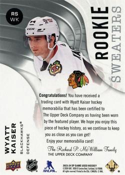 2023-24 SP Game Used - Rookie Sweaters #RS-WK Wyatt Kaiser Back