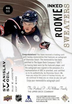 2023-24 SP Game Used - Inked Rookie Sweaters Patch #RS-SS Stanislav Svozil Back