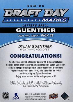 2023-24 SP Game Used - 2022-23 SP Game Used Update: Draft Day Marks #DDM-DG Dylan Guenther Back