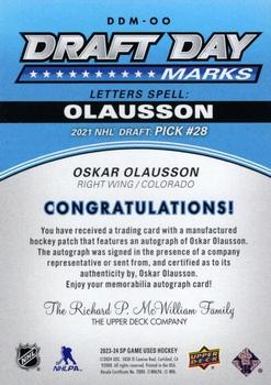 2023-24 SP Game Used - 2022-23 SP Game Used Update: Draft Day Marks #DDM-OO Oskar Olausson Back