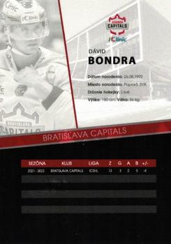 2022-23 Bratislava Capitals (ICEHL) #NNO David Bondra Back
