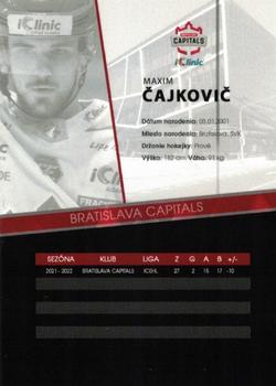 2022-23 Bratislava Capitals (ICEHL) #NNO Maxim Cajkovic Back
