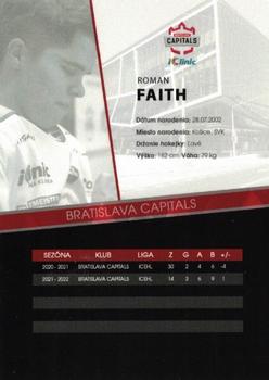 2022-23 Bratislava Capitals (ICEHL) #NNO Roman Faith Back
