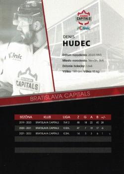 2022-23 Bratislava Capitals (ICEHL) #NNO Denis Hudec Back