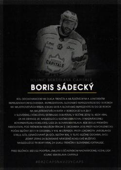 2022-23 Bratislava Capitals (ICEHL) - In Memoriam #NNO Boris Sadecky Back