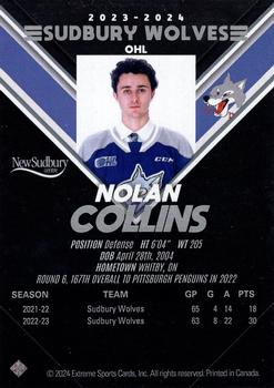 2023-24 Extreme Sudbury Wolves (OHL) #NNO Nolan Collins Back