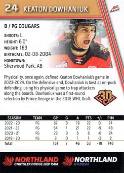 2023-24 Prince George Cougars (WHL) #NNO Keaton Dowhaniuk Back