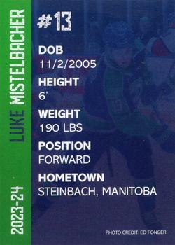 2023-24 Swift Current Broncos (WHL) #NNO Luke Mistelbacher Back