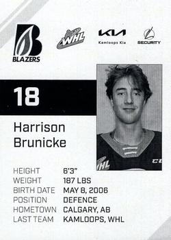 2023-24 Kamloops Blazers (WHL) #NNO Harrison Brunicke Back