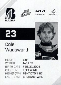2023-24 Kamloops Blazers (WHL) #NNO Cole Wadsworth Back