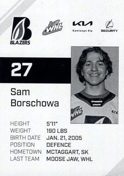 2023-24 Kamloops Blazers (WHL) #NNO Sam Borschowa Back