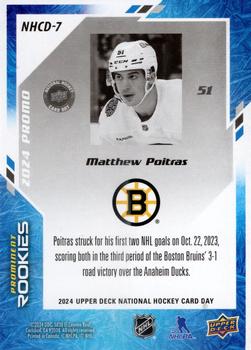 2024 Upper Deck National Hockey Card Day #NHCD-7 Matthew Poitras Back