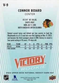 2024 Upper Deck National Hockey Card Day - Victory Rookies Black #V-9 Connor Bedard Back
