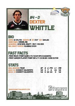 2023-24 Mountain Pacific Bank Everett Silvertips (WHL) #NNO Dexter Whittle Back