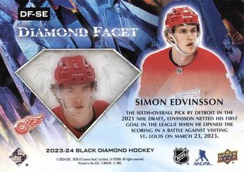 2023-24 Upper Deck Black Diamond - Diamond Facet #DF-SE Simon Edvinsson Back