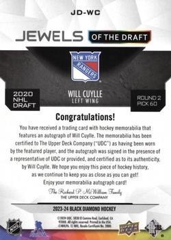 2023-24 Upper Deck Black Diamond - Jewels of the Draft #JD-WC Will Cuylle Back