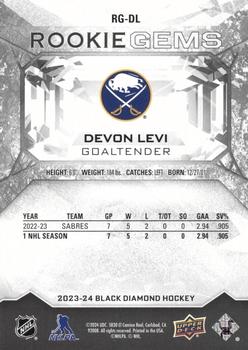 2023-24 Upper Deck Black Diamond - Rookie Gems #RG-DL Devon Levi Back