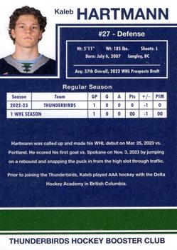 2023-24 Seattle Thunderbirds (WHL) #NNO Kaleb Hartmann Back
