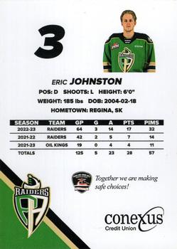 2023-24 Prince Albert Raiders (WHL) #NNO Eric Johnston Back