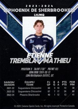 2023-24 Extreme Sherbrooke Phoenix (QMJHL) Series 2 #NNO Etienne Tremblay-Mathieu Back