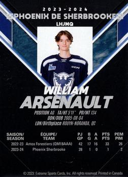 2023-24 Extreme Sherbrooke Phoenix (QMJHL) Series 2 #NNO William Arsenault Back