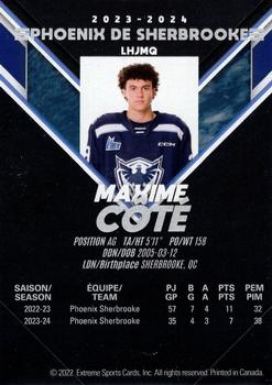 2023-24 Extreme Sherbrooke Phoenix (QMJHL) Series 2 #NNO Maxime Cote Back