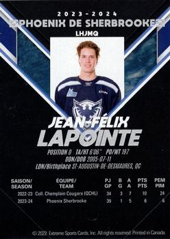 2023-24 Extreme Sherbrooke Phoenix (QMJHL) Series 2 #NNO Jean-Felix Lapointe Back