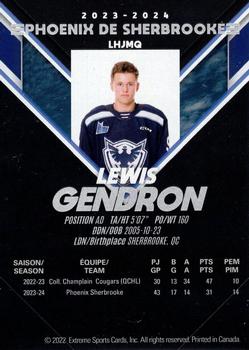 2023-24 Extreme Sherbrooke Phoenix (QMJHL) Series 2 #NNO Lewis Gendron Back