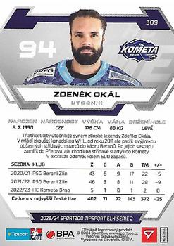 2023-24 SportZoo Tipsport ELH Serie 2 - Blade Sparks #309 Zdenek Okal Back
