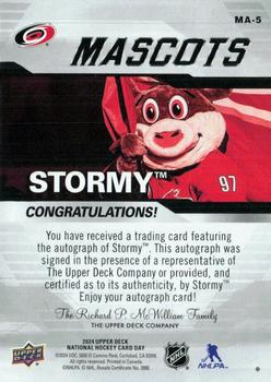 2024 Upper Deck National Hockey Card Day - Mascots Autographs #MA-5 Stormy Back