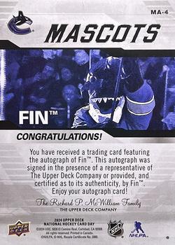 2024 Upper Deck National Hockey Card Day - Mascots Autographs #MA-4 Fin Back
