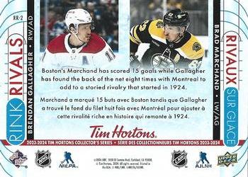 2023-24 Upper Deck Tim Hortons Greatest Duos - Rink Rivals #RR-2 Brendan Gallagher / Brad Marchand Back