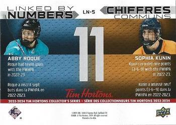 2023-24 Upper Deck Tim Hortons Greatest Duos - Linked By Numbers #LN-5 Abby Roque / Sophia Kunin Back
